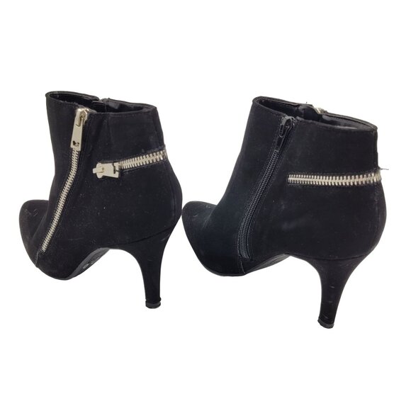 Black Ankle Boots with Multiple Silver Tone Zippers 7M/37 - Picture 2 of 10